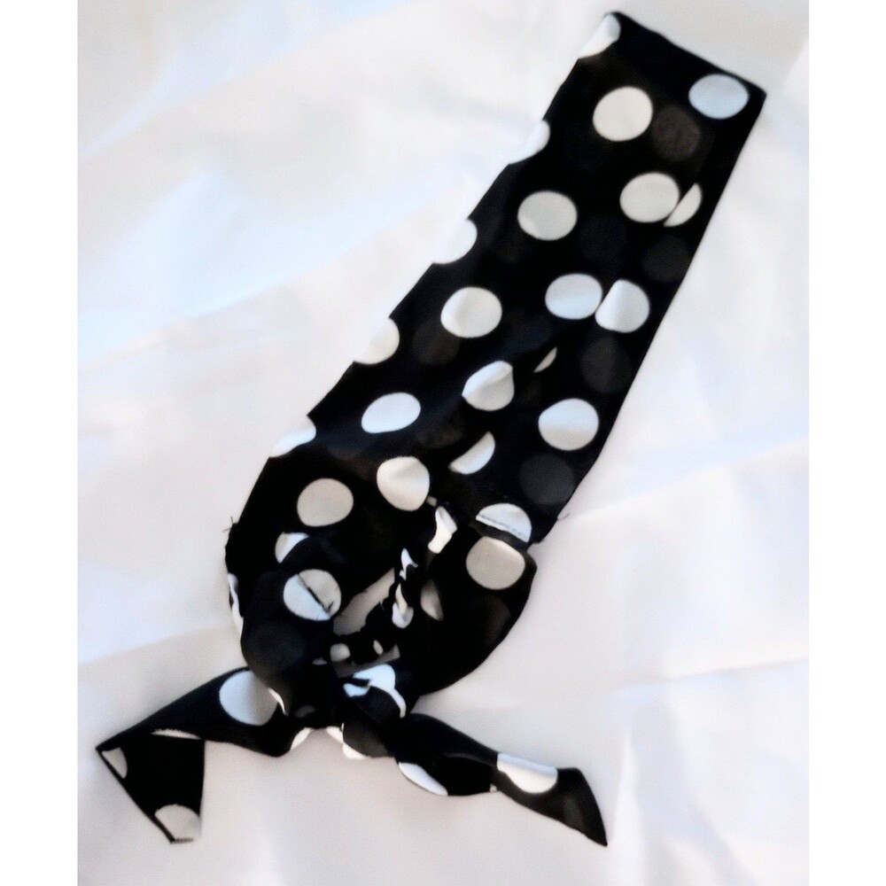 Chiffon Polka Dot Semi-Sheer Fabric Headband Scarf Wrap sz One Size Teen/Adult